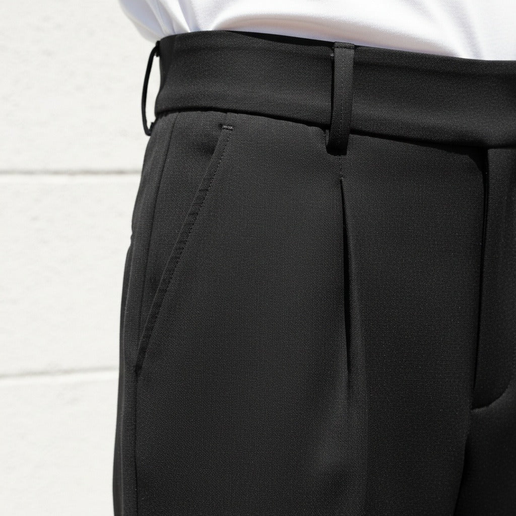 Black Pleated Trousers for Men - Black - Back View
