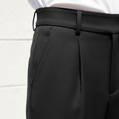 Black Pleated Trousers for Men - Black - Back View