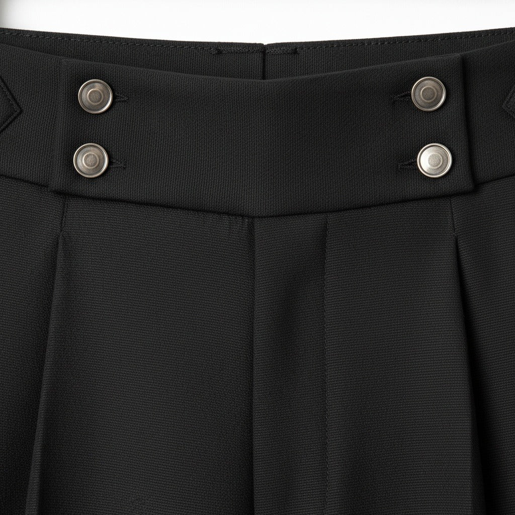 Black Pleated Trousers for Men - Black - Texture Close Up
