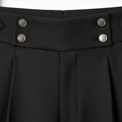 Black Pleated Trousers for Men - Black - Texture Close Up