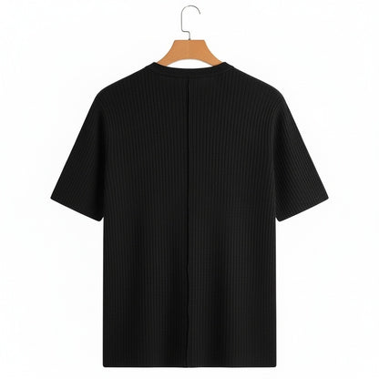 Black Ribbed T Shirt - Black - Fabric Detail