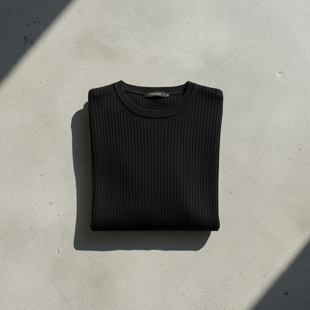 Black Ribbed T Shirt - Black - Lifestyle Inspiration