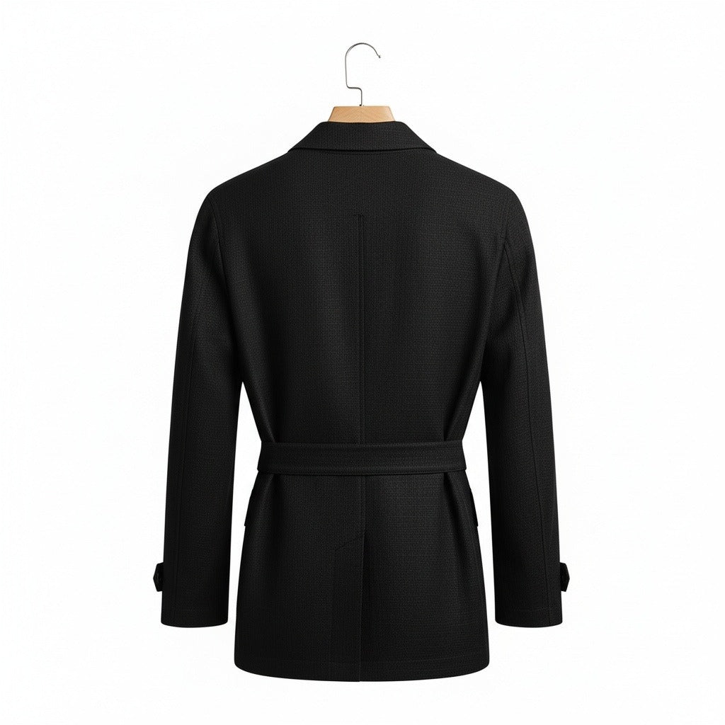 Black Safari Jacket Mens - Black - Fabric Detail