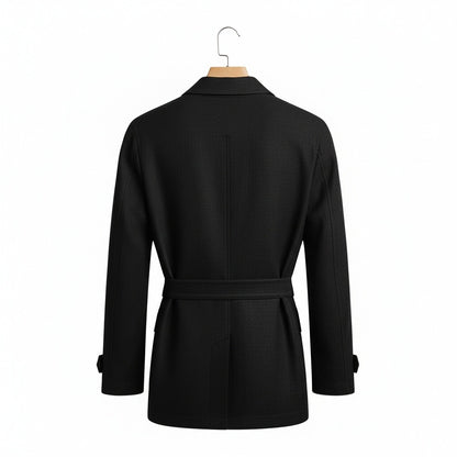 Black Safari Jacket Mens - Black - Fabric Detail