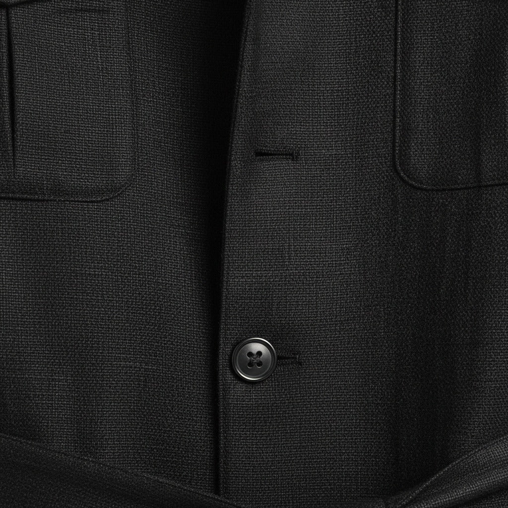Black Safari Jacket Mens - Black - Texture Close Up