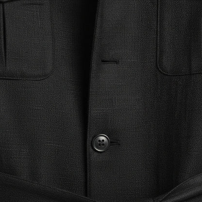 Black Safari Jacket Mens - Black - Texture Close Up