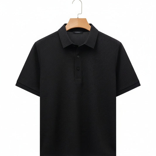 Black Short Sleeve Polo Shirt - Black - Front View