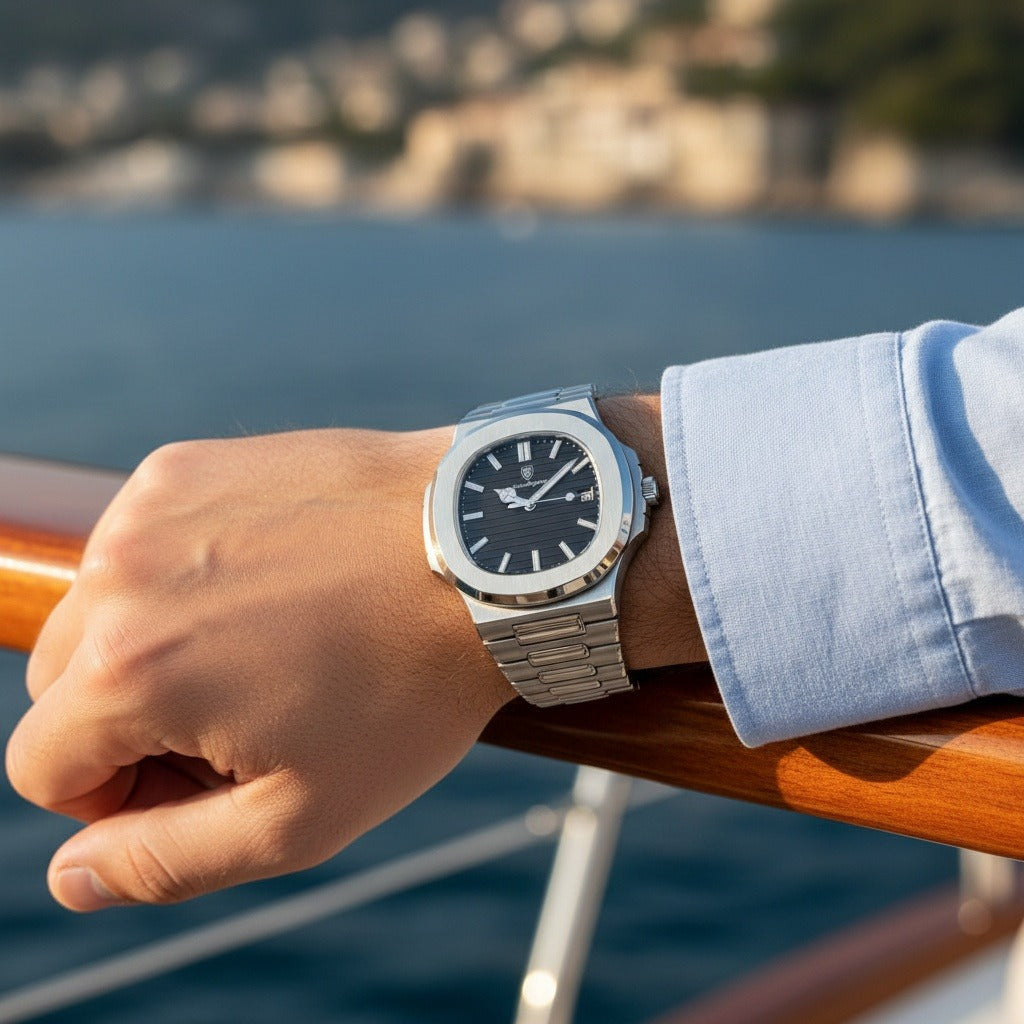 Black Sports Watch - Black - Angled Shot