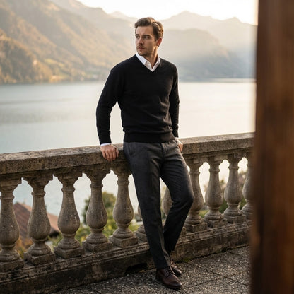 Black Sweater V Neck Men