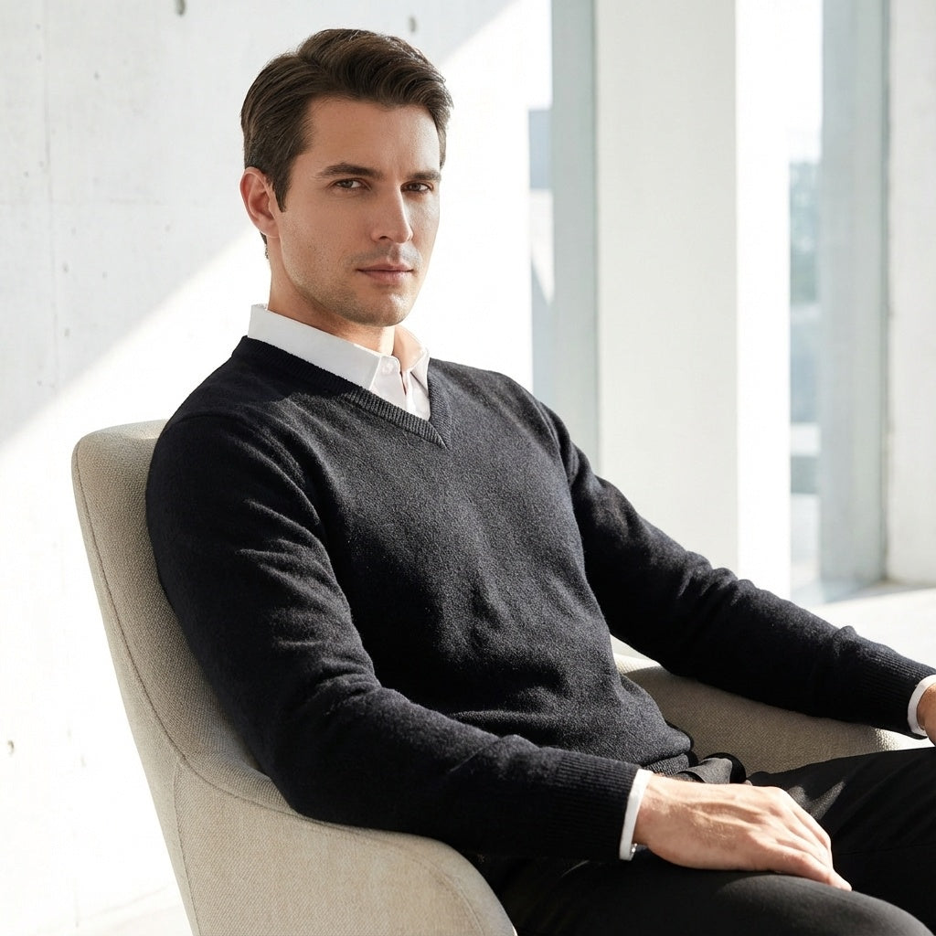 Black Sweater V Neck Men