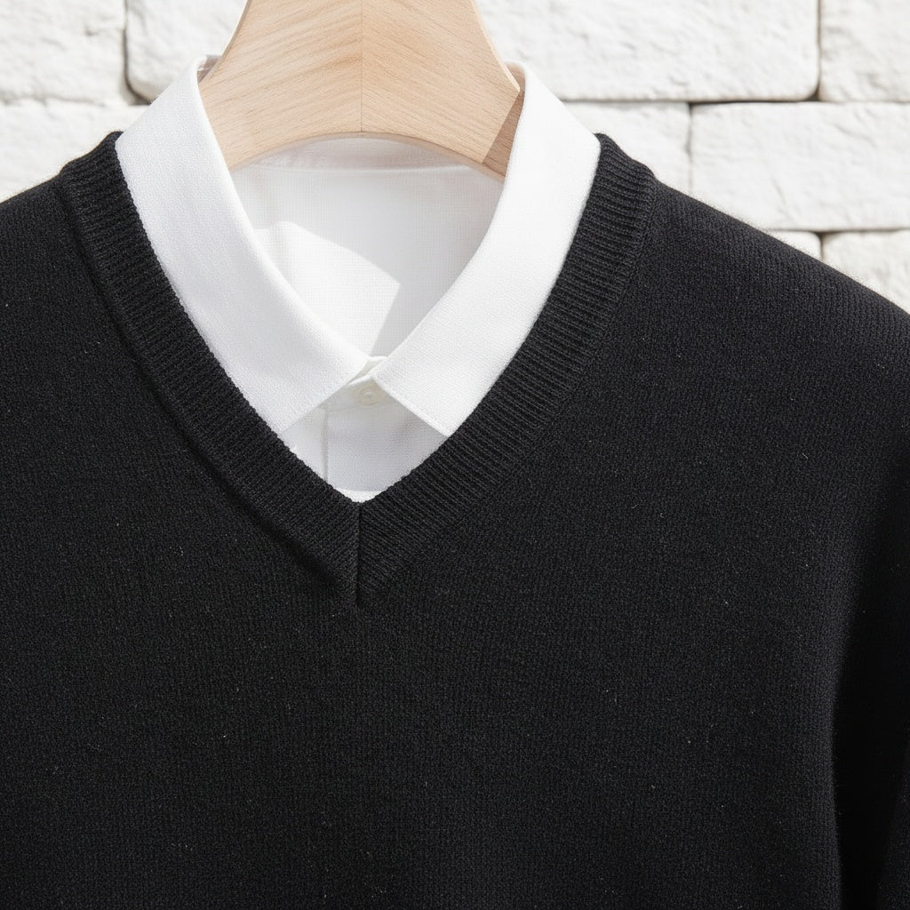 Black Sweater V Neck Men