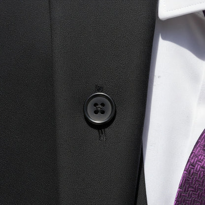 Black Three Piece Suit - Black - Back View