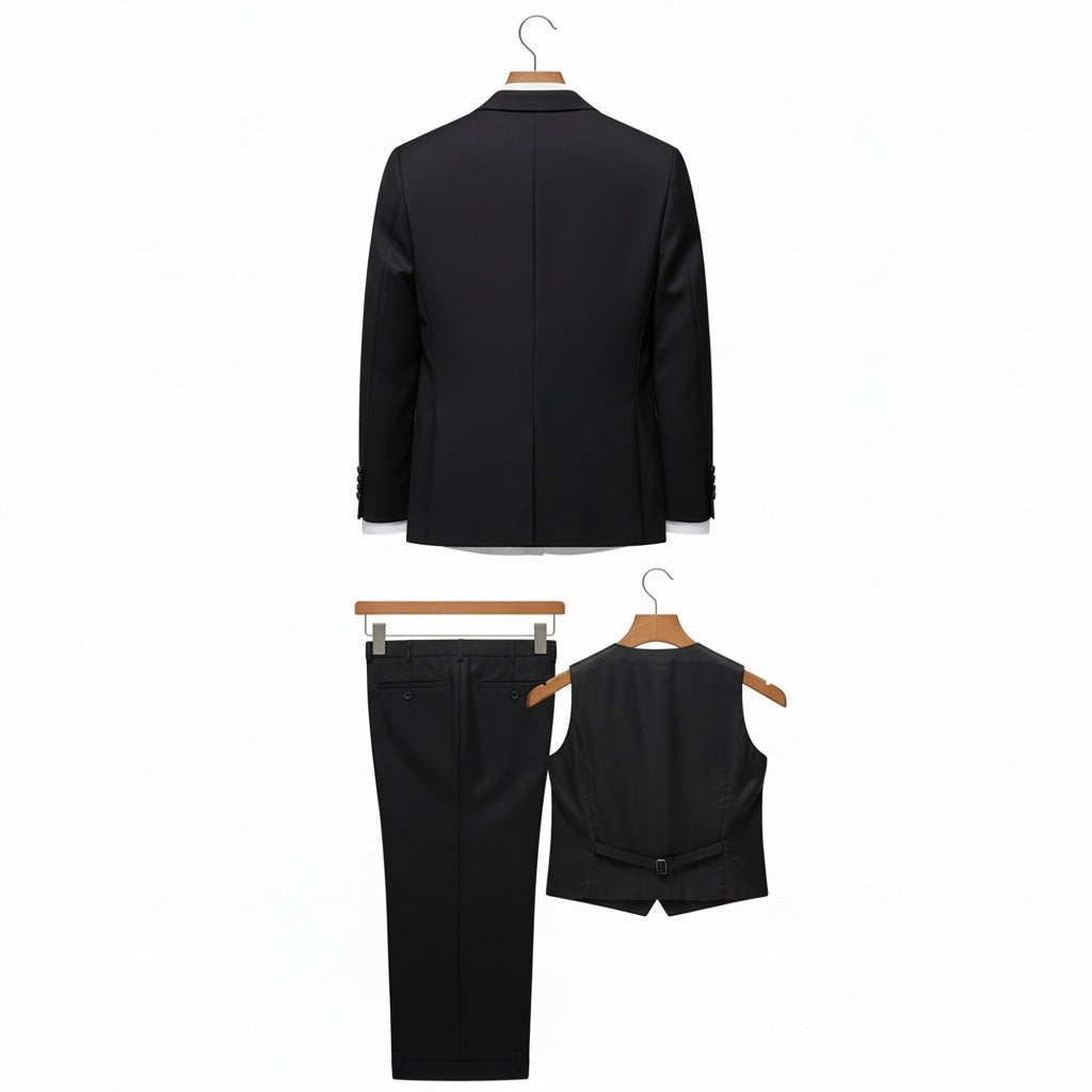 Black Three Piece Suit - Black - Fabric Detail