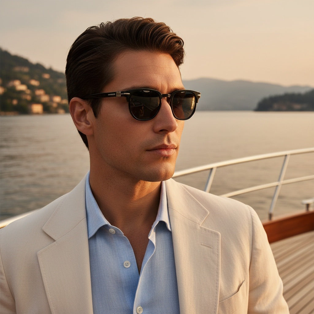 Black Tinted Sunglasses Men's - Black - Angled Shot