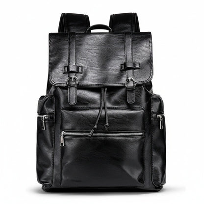 Black Travel Backpack Men's - Black - Front View