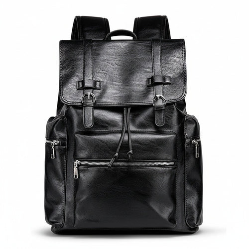 Black Travel Backpack Men's - Black - Front View