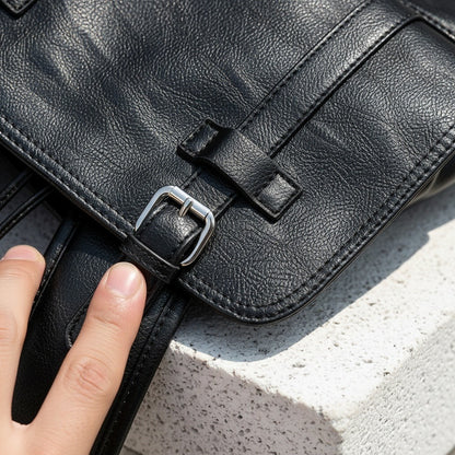 Black Travel Backpack Men's - Black - Back View