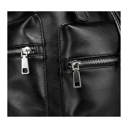 Black Travel Backpack Men's - Black - Texture Close Up
