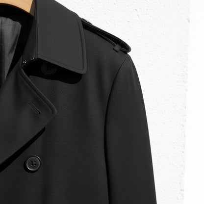 Black Trench Coat Men - Black - Back View