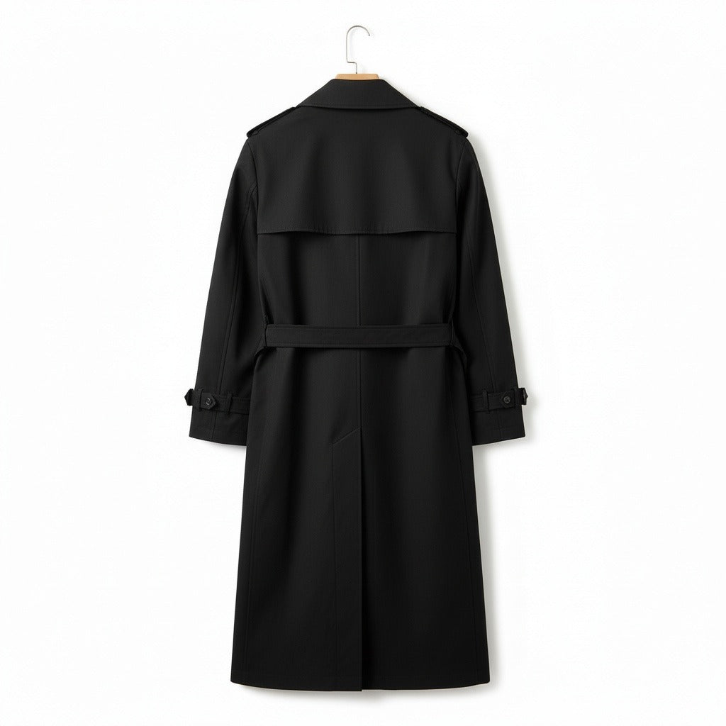 Black Trench Coat Men - Black - Fabric Detail
