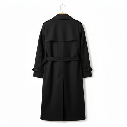 Black Trench Coat Men - Black - Fabric Detail