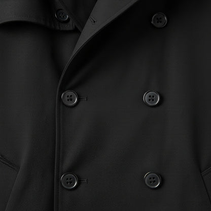 Black Trench Coat Men - Black - Texture Close Up