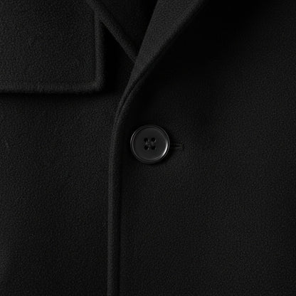 Black Wool Trench Coat Mens - Black - Texture Close Up