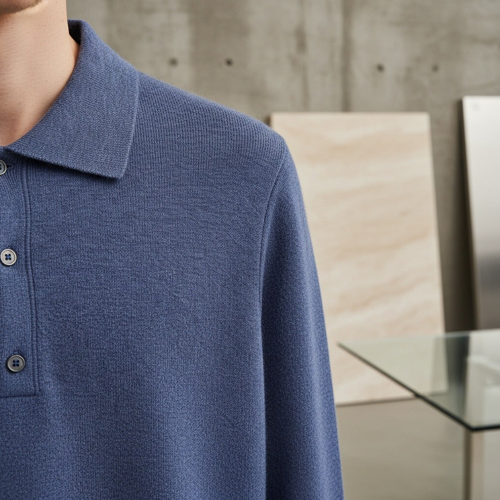 Blue Cashmere Sweater - Blue - Back View