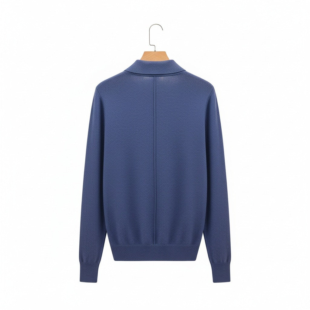 Blue Cashmere Sweater - Blue - Fabric Detail