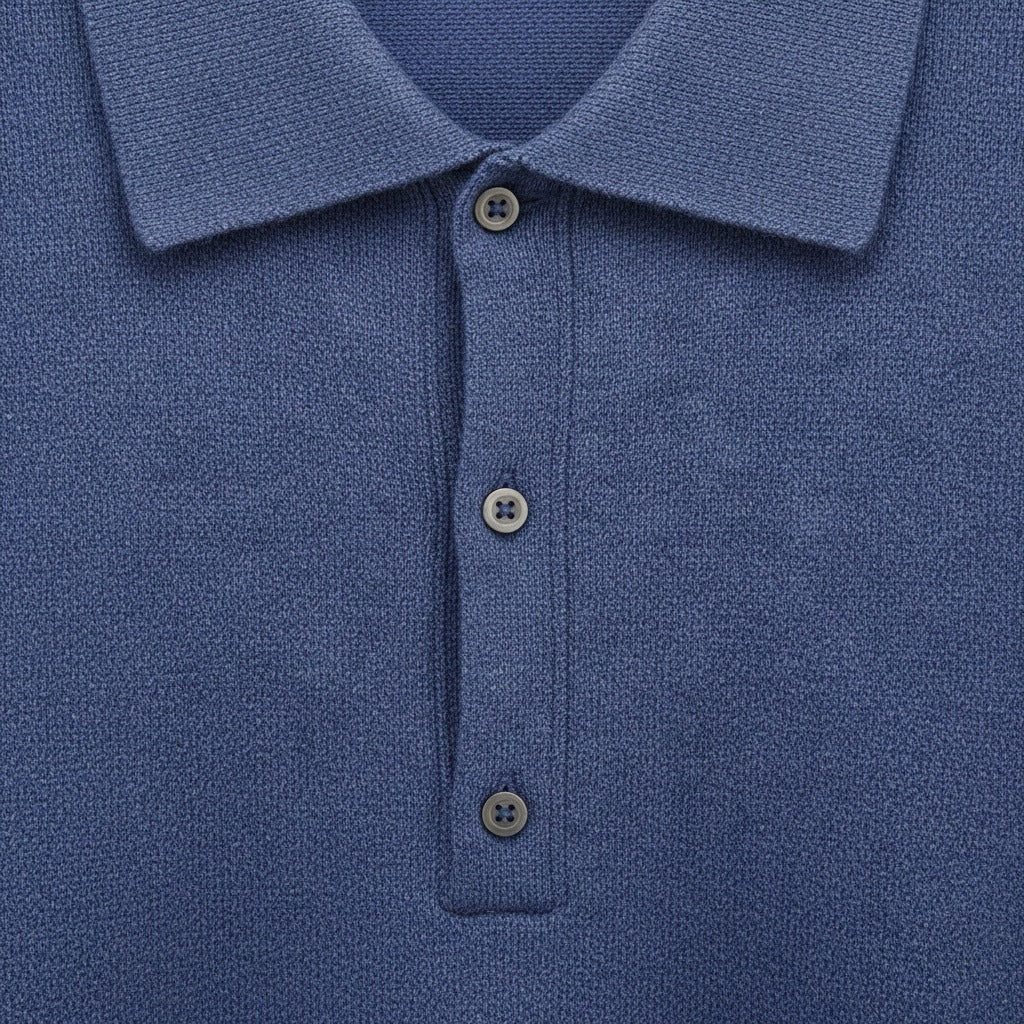 Blue Cashmere Sweater - Blue - Texture Close Up