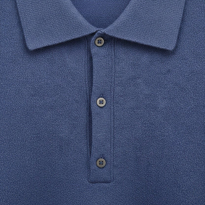 Blue Cashmere Sweater - Blue - Texture Close Up