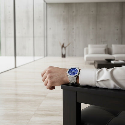 Blue Chronograph Watch - Blue - Side Profile