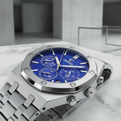 Blue Chronograph Watch - Blue - Back View