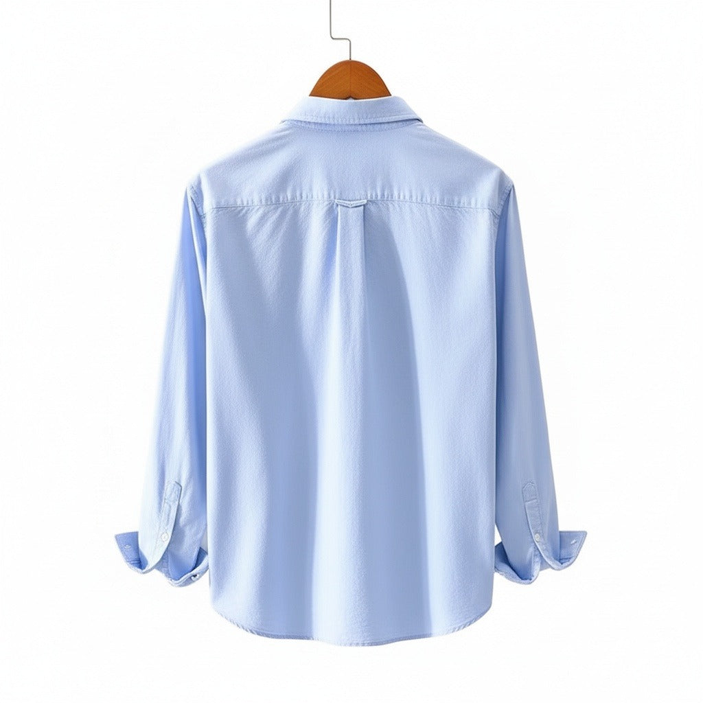 Blue Cotton Shirt - Blue - Fabric Detail