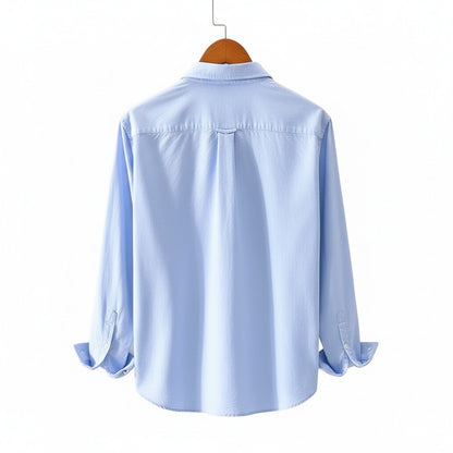 Blue Cotton Shirt - Blue - Fabric Detail