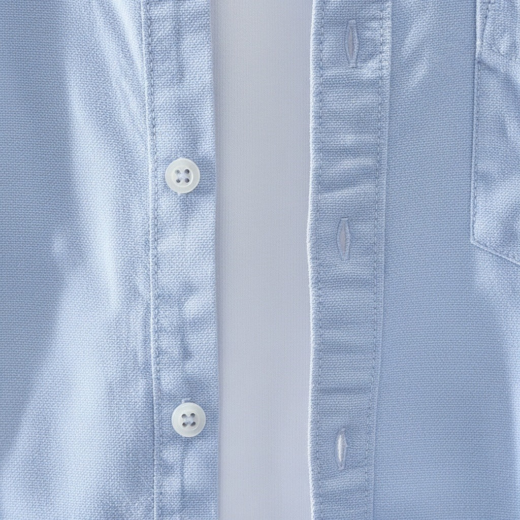 Blue Cotton Shirt - Blue - Texture Close Up