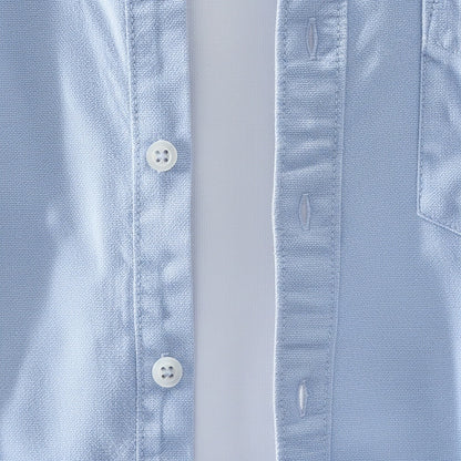 Blue Cotton Shirt - Blue - Texture Close Up