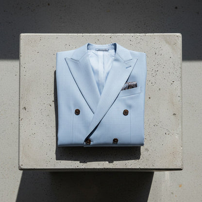 Blue Double Breasted Suit - Blue - Lifestyle Inspiration