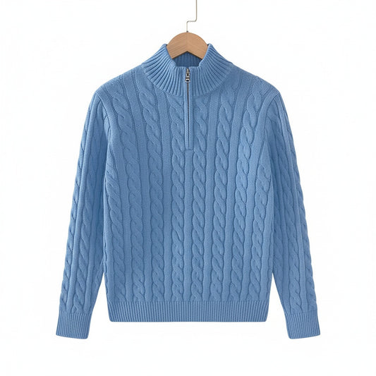 Blue Quarter Zip Sweater