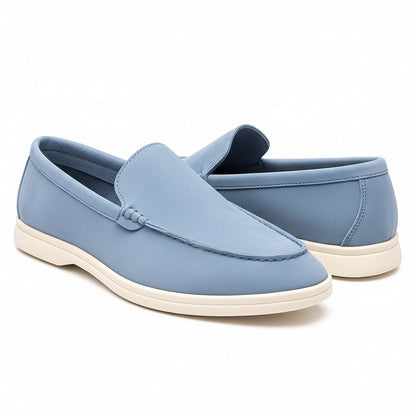 Blue Suede Loafers Men - Blue - Front View