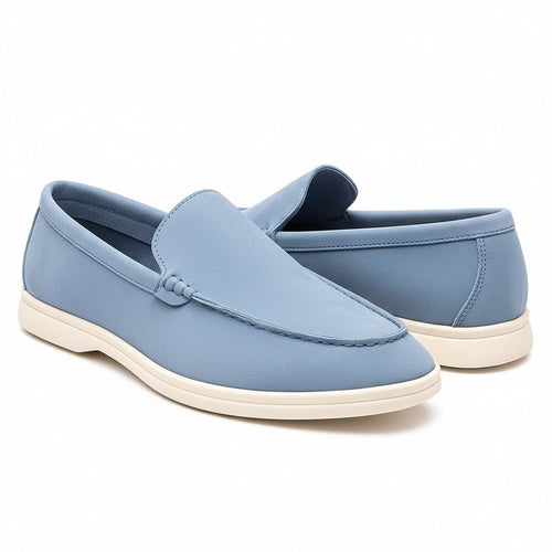 Blue Suede Loafers Men - Blue - Front View