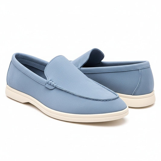 Blue Suede Loafers Men - Blue - Front View