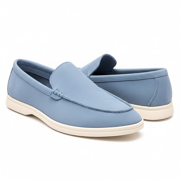 Blue Suede Loafers Men - Blue - Front View