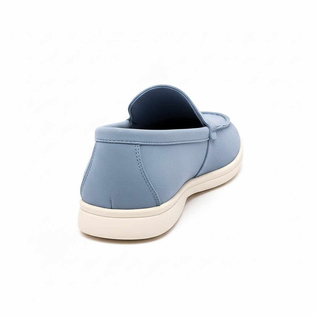 Blue Suede Loafers Men - Blue - Fabric Detail