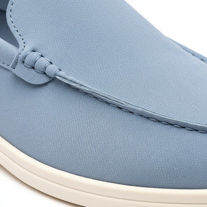 Blue Suede Loafers Men - Blue - Texture Close Up