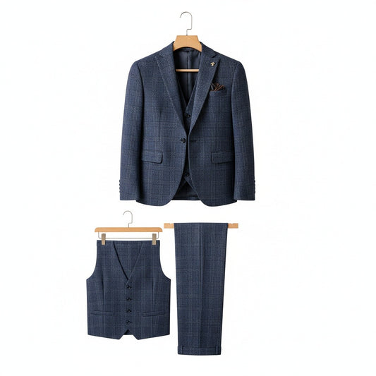 Blue Three Piece Suit - Blue - Front View