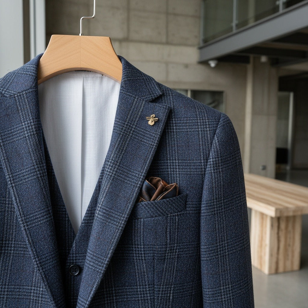 Blue Three Piece Suit - Blue - Back View