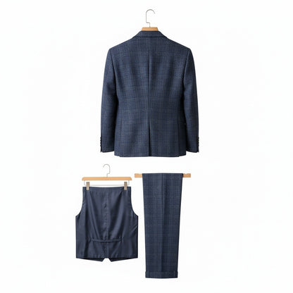 Blue Three Piece Suit - Blue - Fabric Detail