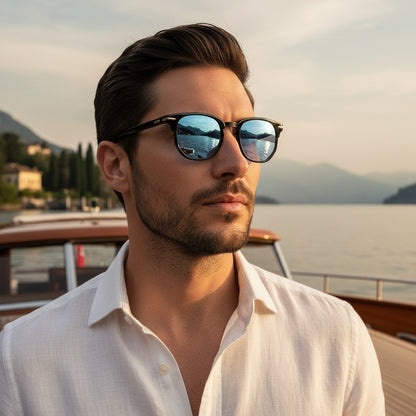 Blue Tinted Sunglasses Men's - Blue - Angled Shot