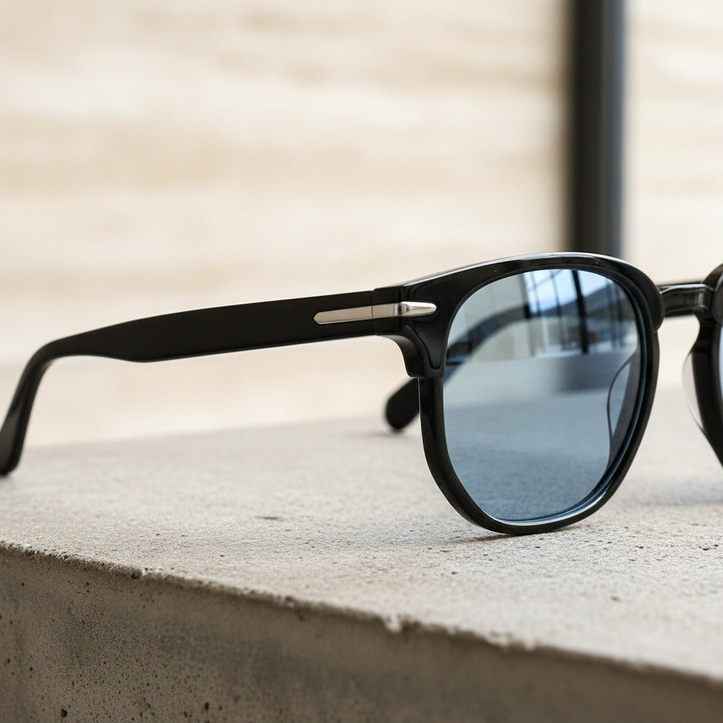 Blue Tinted Sunglasses Men's - Blue - Back View